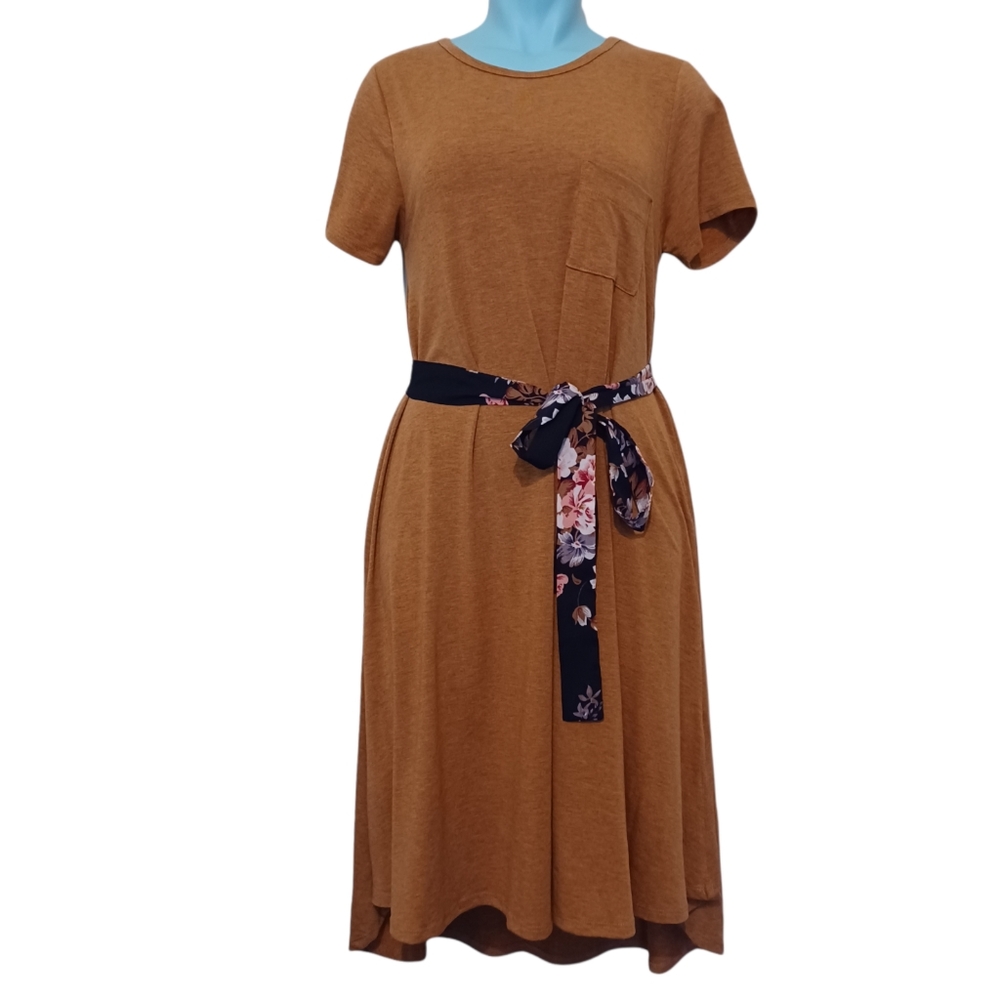 LuLaRoe Carly Perfect Fall Dress Tan Size Small - Picture 6 of 10